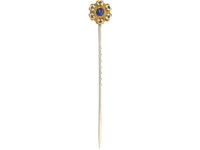 Edwardian 15ct Gold Tie Pin set with a Cabochon Sapphire