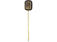 Georgian 9ct gold Glazed Locket Tie Pin with Black Enamel Surround