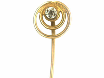 Edwardian 15ct Gold & Diamond Two Circle Tie Pin