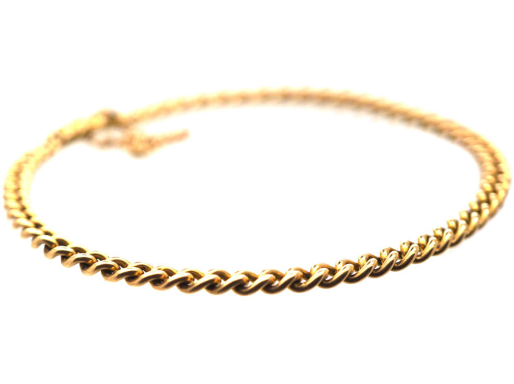 Edwardian 15ct Gold Woven Curb Design Narrow Bracelet