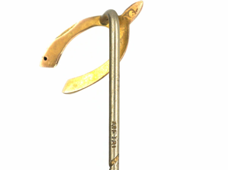 Edwardian 9ct Gold Wishbone Tie Pin