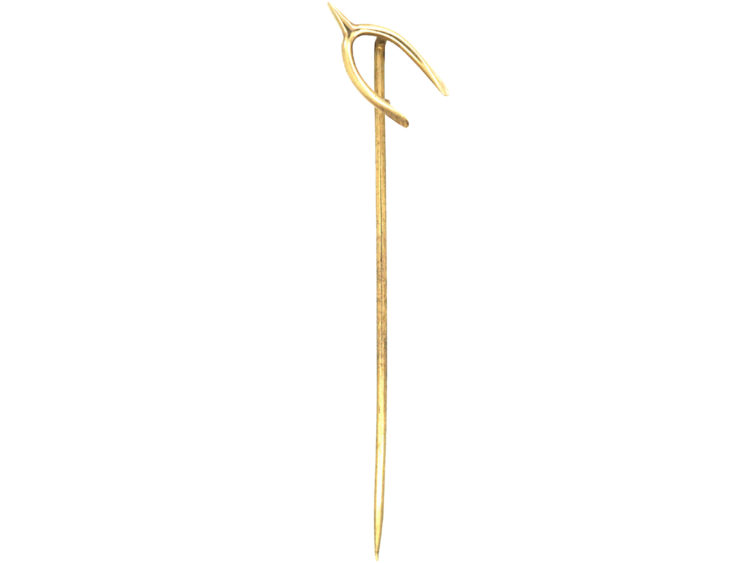 Edwardian 15ct Gold Wishbone Tie Pin