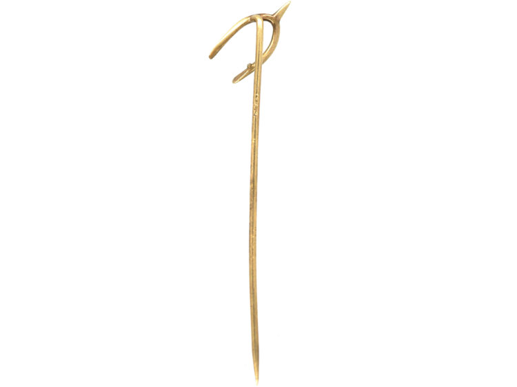 Edwardian 15ct Gold Wishbone Tie Pin