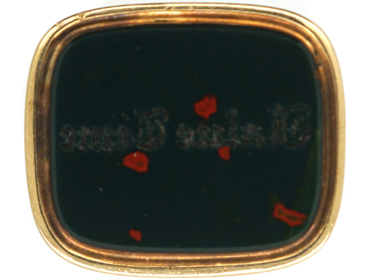 Georgian 18ct Gold Cased Gold Seal with Bloodstone Base Engraved with Value Time