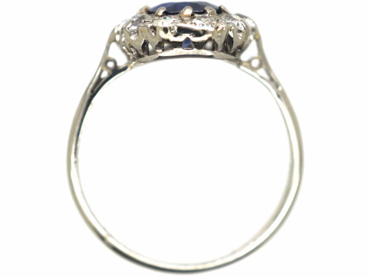 Edwardian Platinum, Diamond & Sapphire Cluster Ring