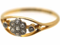 Edwardian 18ct Gold & Platinum Diamond Cluster Ring within a Frame