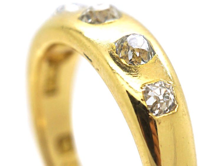 Victorian Five Stone Diamond Rub Over Set Ring