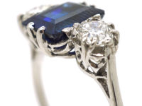 Art Deco Platinum, Sapphire & Diamond Three Stone Ring