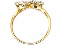 Edwardian 18ct Gold & Platinum Double Diamond Cluster Ring
