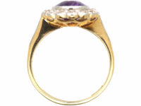 Edwardian 18ct Gold & Platinum, Siberian Amethyst & Diamond Oval Cluster Ring