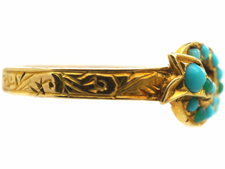Early Victorian 15ct Gold & Turquoise Bow Ring