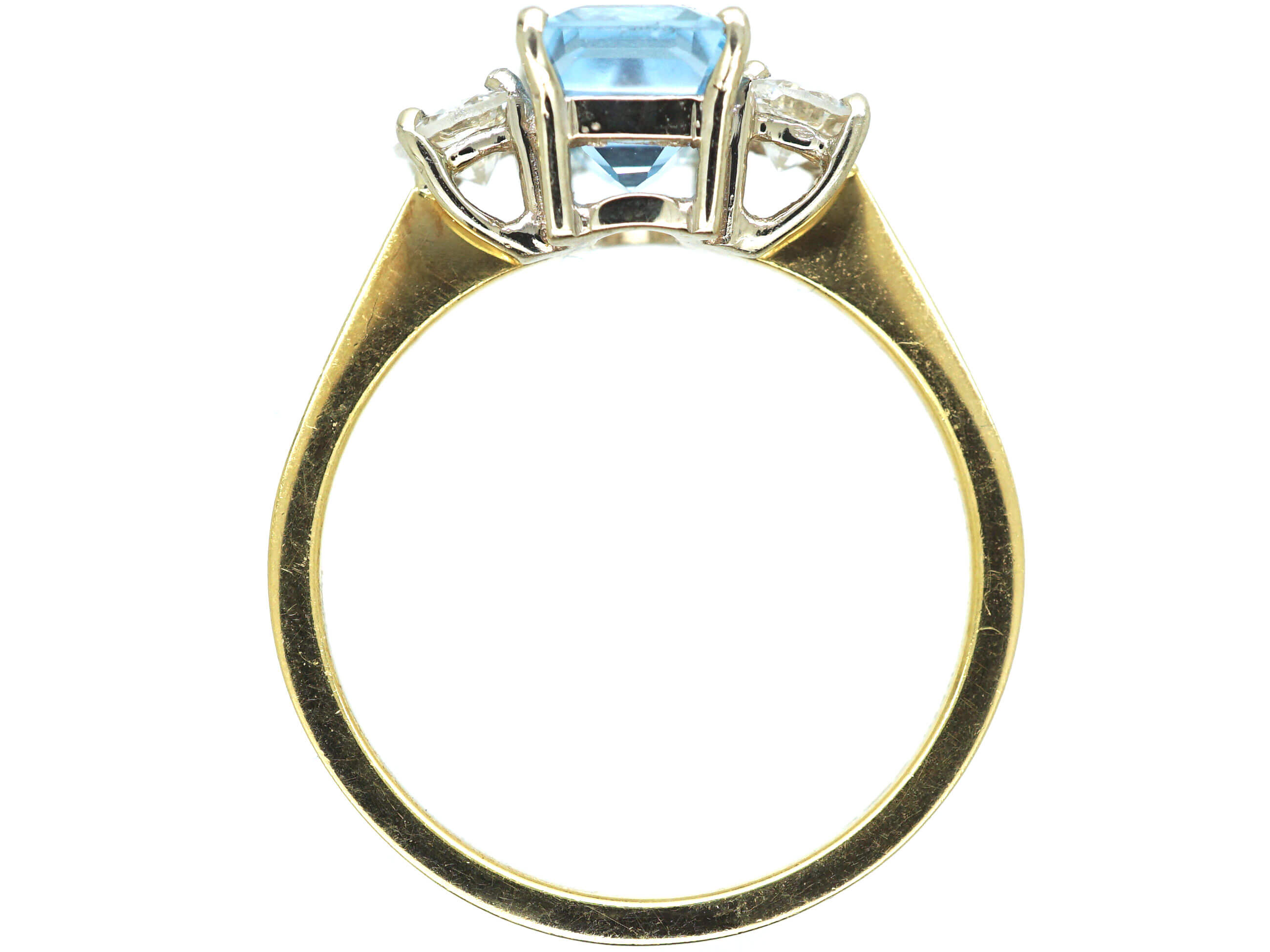 18ct Gold Rectangular Cut Aquamarine & Diamond Ring (552N) | The ...