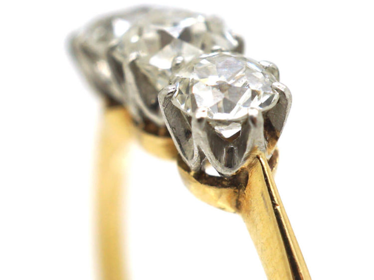 Art Deco 18ct Gold & Platinum Three Stone Diamond Ring