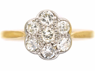Edwardian 18ct Gold & Platinum, Diamond Cluster Ring