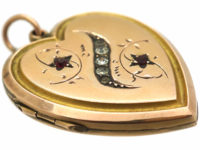 Edwardian 9ct Gold Back & Front Heart Shaped Locket with Twist motif