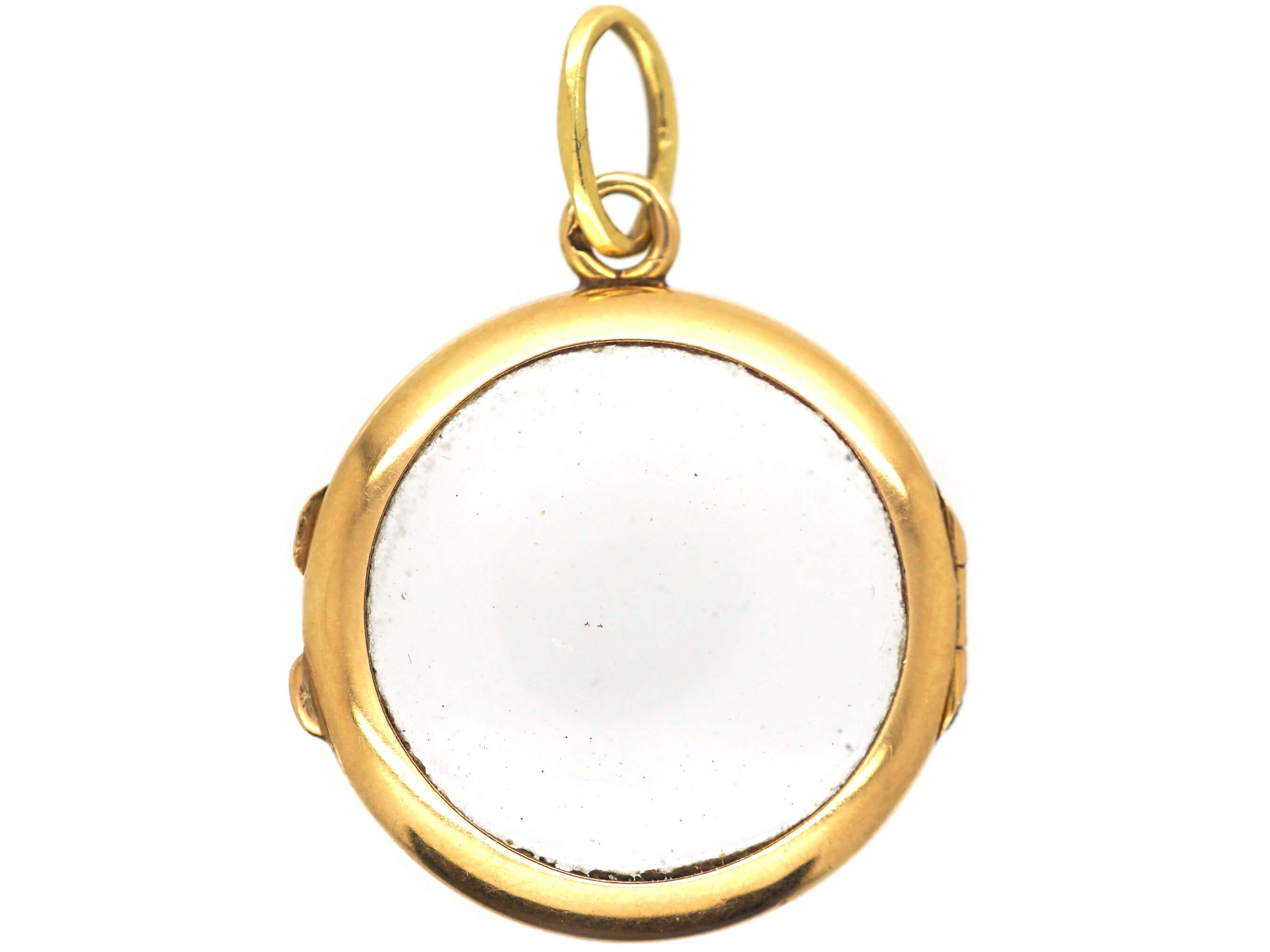 French 18ct Gold Round Double Sided Crystal Locket (318/O) The