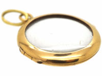 French 18ct Gold Round Double Sided Crystal Locket