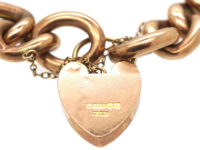 Edwardian 9ct Gold Large Curb Link Bracelet with 9ct Gold Padlock