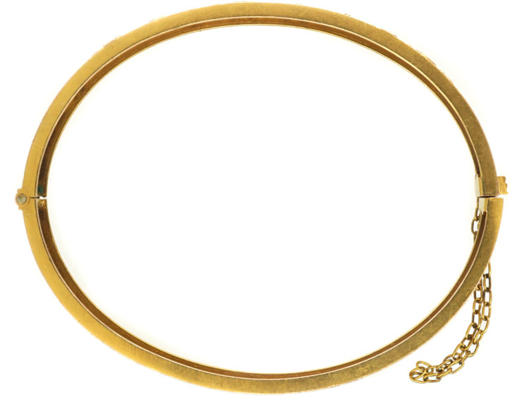 Victorian 9ct Two Colour Gold Bangle with Flower Motif