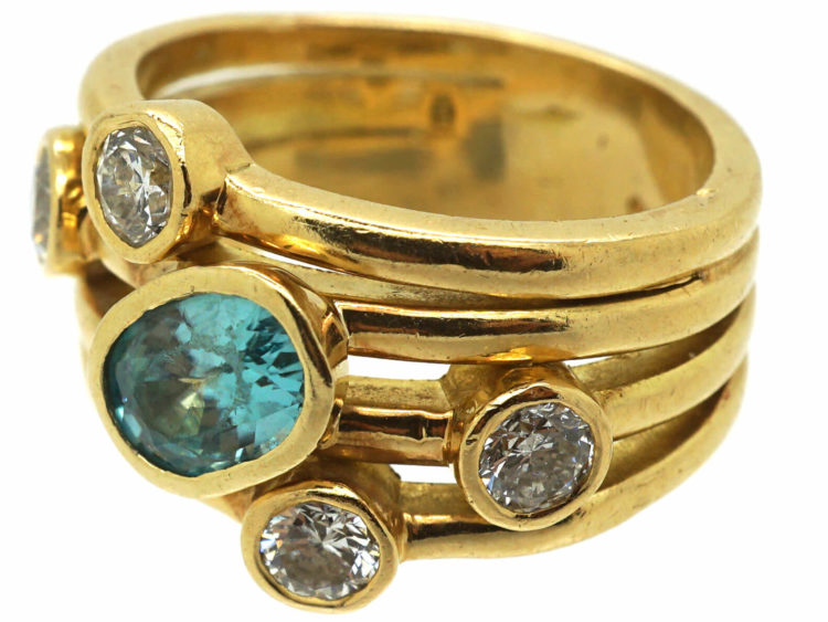 18ct Gold Aquamarine & Diamond Ring from the Raindance Collection by Boodles