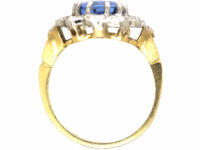 18ct Gold Large Sapphire & Diamond Cluster Ring