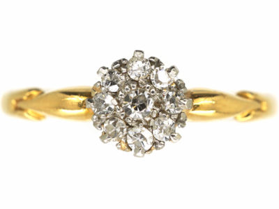 Edwardian 18ct Gold & Platinum, Diamond Cluster Ring