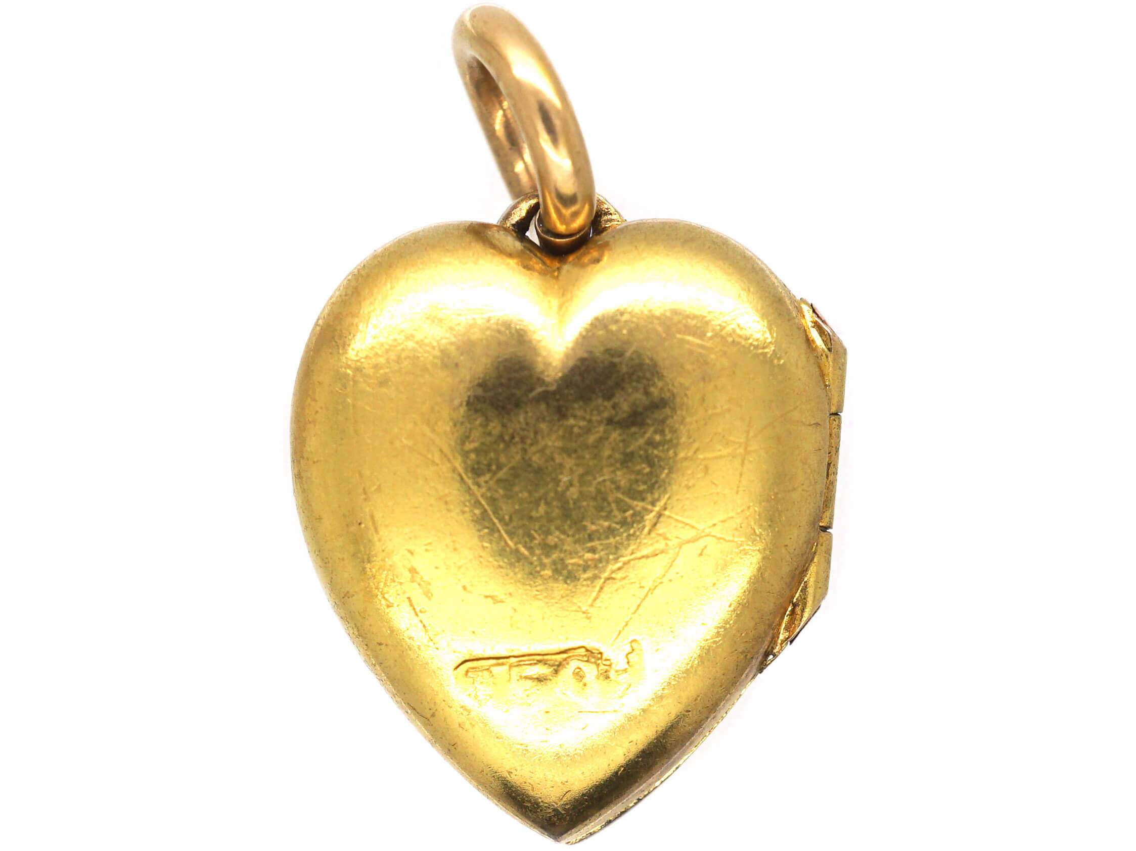 Edwardian 15ct Gold Heart Shaped Locket set with Three Diamonds (577N ...