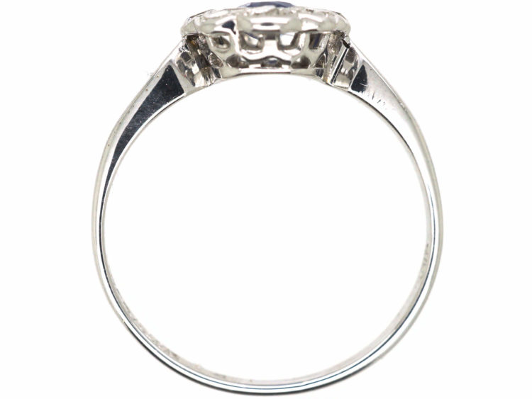 Edwardian 18ct White Gold & Platinum, Sapphire & Diamond Oval Cluster Ring