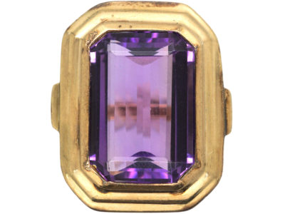 Art Deco Large Rectangular Amethyst Ring