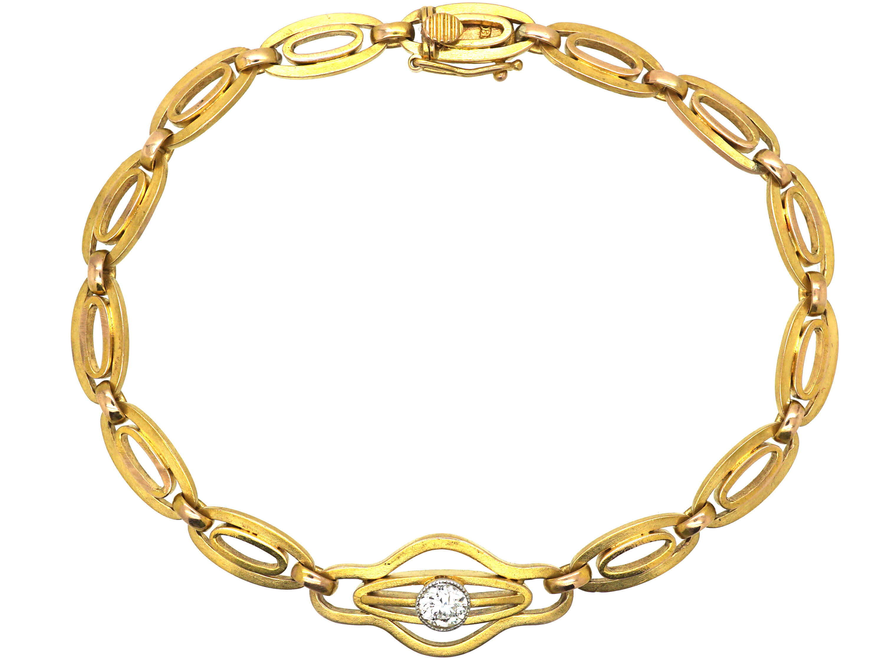 Art Deco 18ct Gold & Diamond Bracelet (393N) | The Antique Jewellery ...