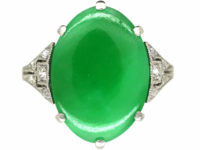 Art Deco 18ct White Gold, Jade & Diamond Ring