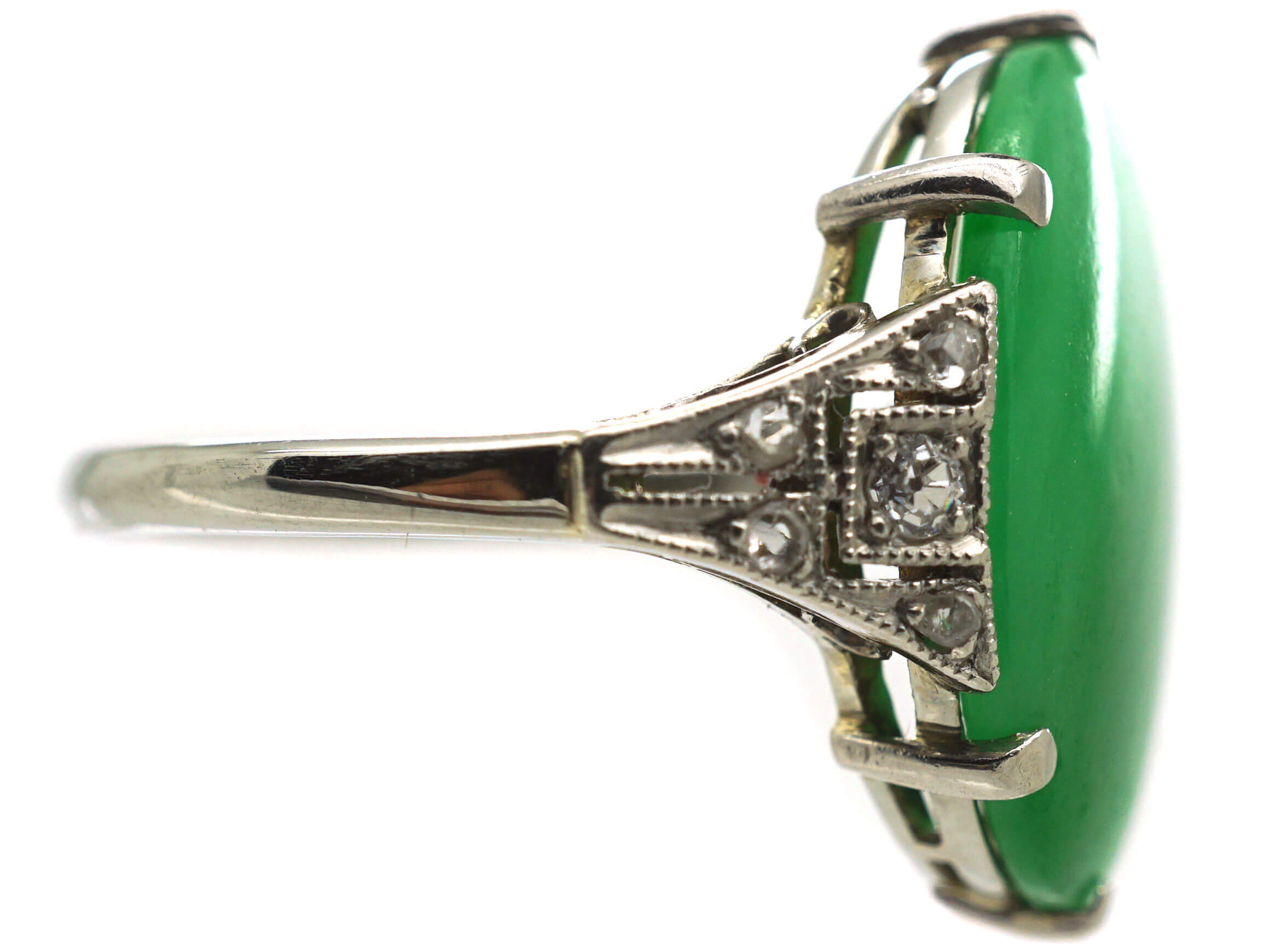 Art Deco 18ct White Gold, Jade & Diamond Ring (554N) | The Antique ...