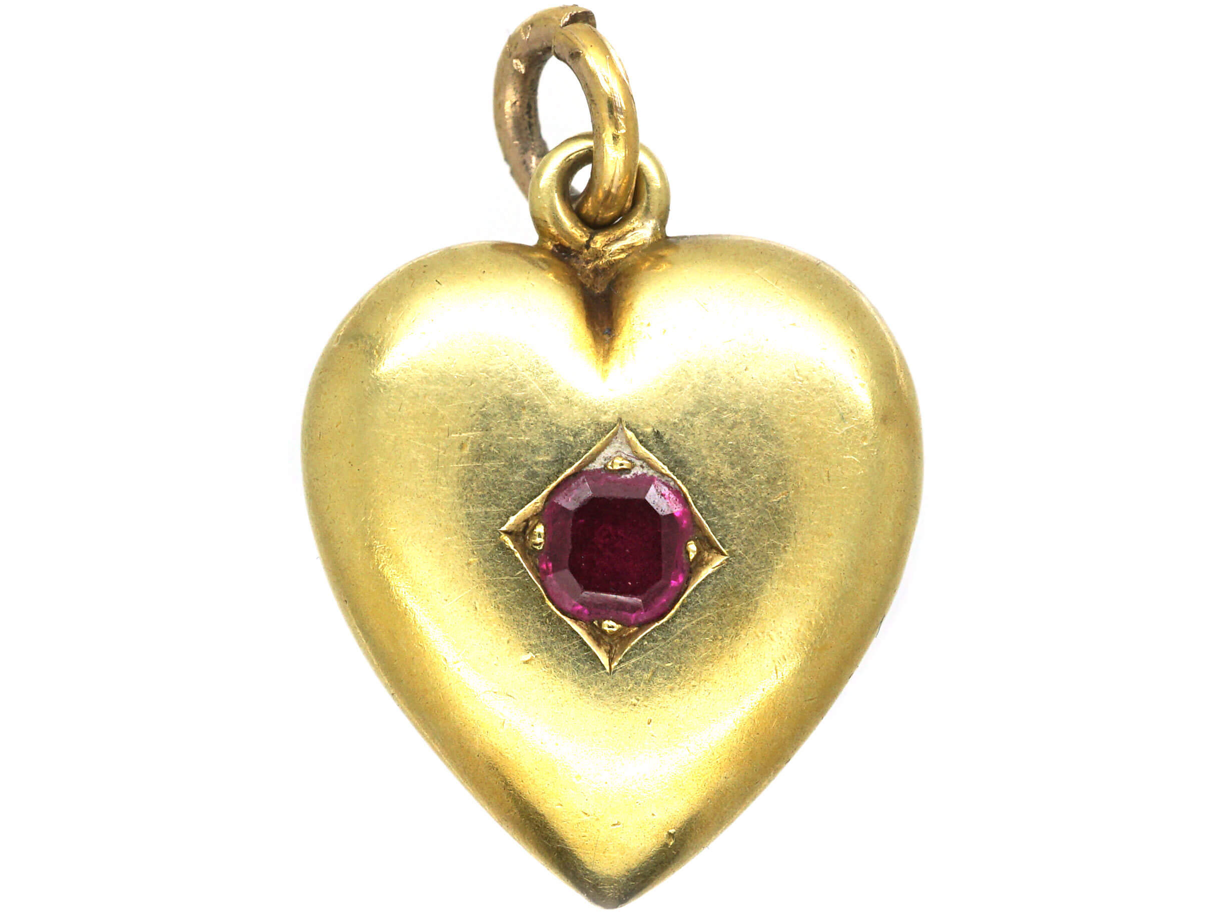 Edwardian 15ct Gold Heart Shaped Pendant set with a Ruby (598N) | The ...