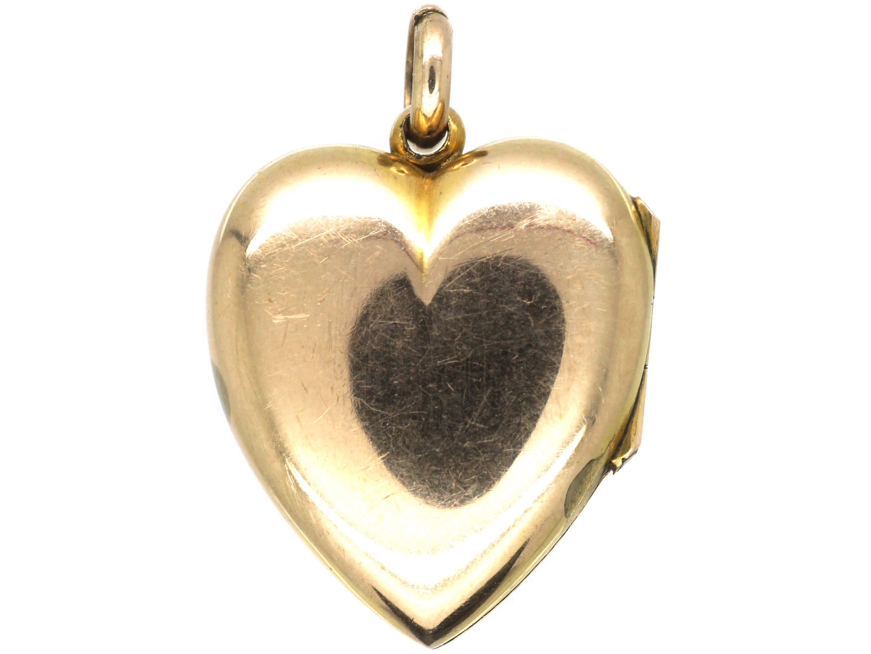 Edwardian Heart Shaped 9ct Back & Front Locket set with Three Natural ...