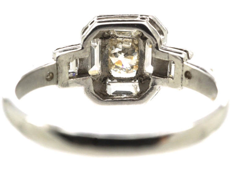 Art Deco Platinum Octagonal Shaped Diamond Ring