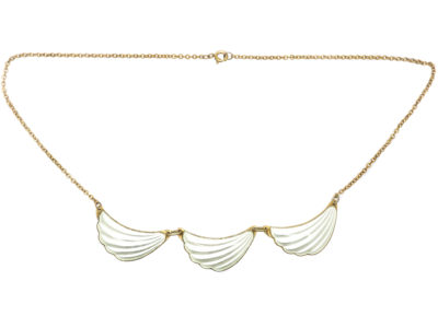 Silver & White Enamel Three Wave Necklace by Elvic & Company