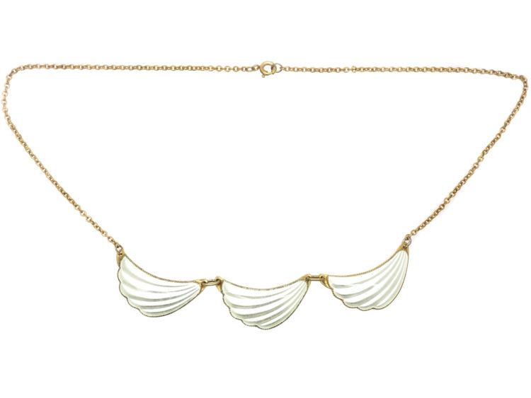 Silver & White Enamel Three Wave Necklace by Elvic & Company