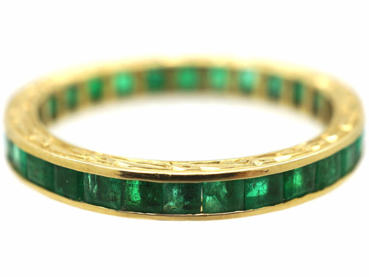 Art Deco 14ct Yellow Gold & Emerald Eternity Ring