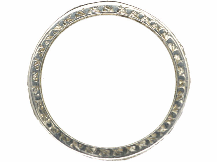 Art Deco Narrow Platinum, Sapphire & Diamond Eternity Ring
