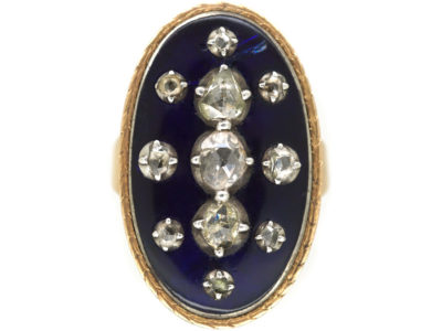 Georgian 9ct Gold Rose Diamond & Blue Glass Firmament Ring