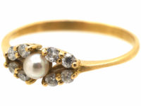 18ct Gold, Cultured Pearl & Diamond Ring