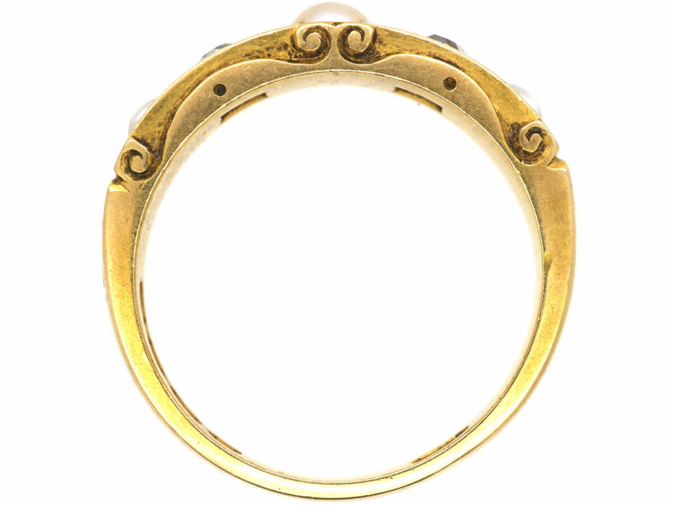 Victorian 18ct Gold, Diamond & Natural Split Pearl Ring