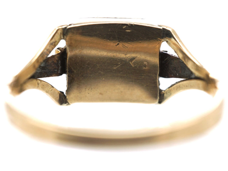 Georgian 15ct Gold, Emerald & Rose Diamond Rectangular Design Ring