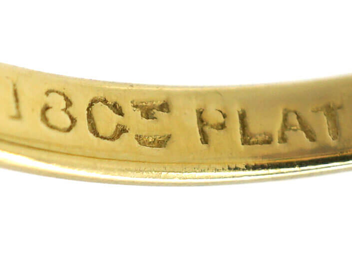 Art Deco 18ct Gold & Platinum, Sapphire & Diamond Square Ring
