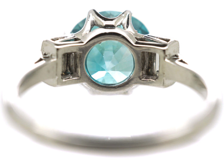 Art Deco Platinum, Zircon & Baguette Diamond Ring