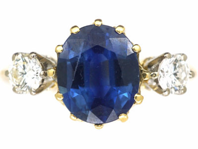 18ct Gold, Sapphire & Diamond Three Stone Ring