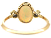 Edwardian 18ct Gold Opal & Diamond Ring by Charles Green & Sons