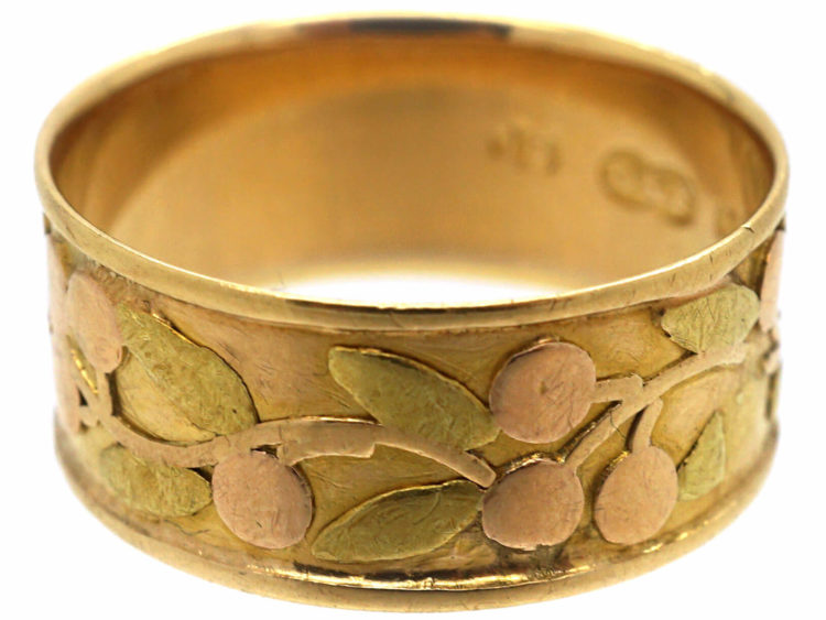 Victorian Two Colour Gold 18ct Gold Wedding Band with Cherry Motif