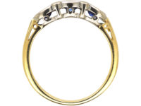 18ct Gold Three Stone Sapphire & Diamond Ring