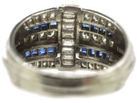 French Platinum, French Cut Sapphires & Diamond Bombé Ring